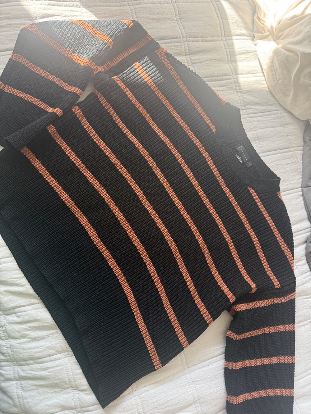 Women's Sanctuary Black Sweater with Brown Stripes
